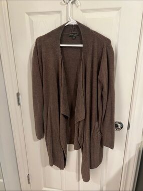 Barefoot Dreams Brown Cozy Open-Front Drape Cardigan